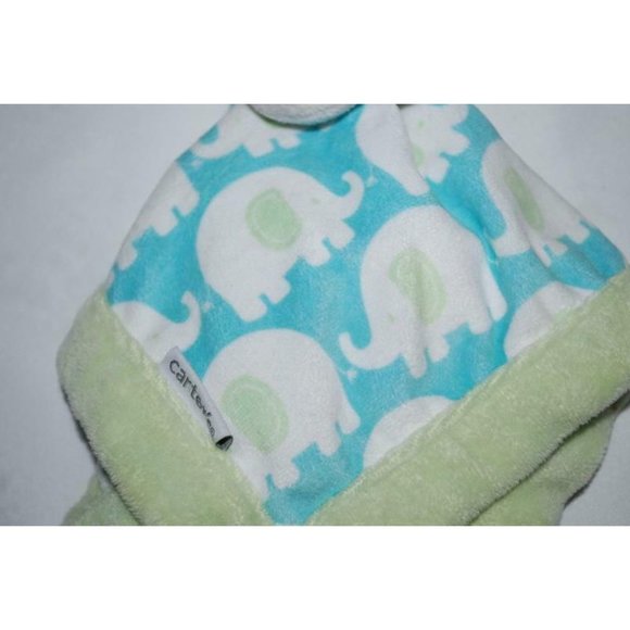Carters Green Blue Elephant Gray White Security Blanket Baby Lovey - Picture 3 of 5